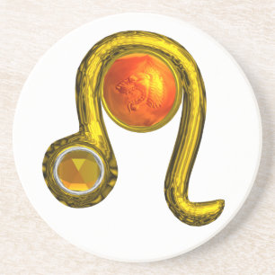 LEO ZODIAC BIRTHDAY JEWEL Yellow Topaz,Gold ,white Coaster