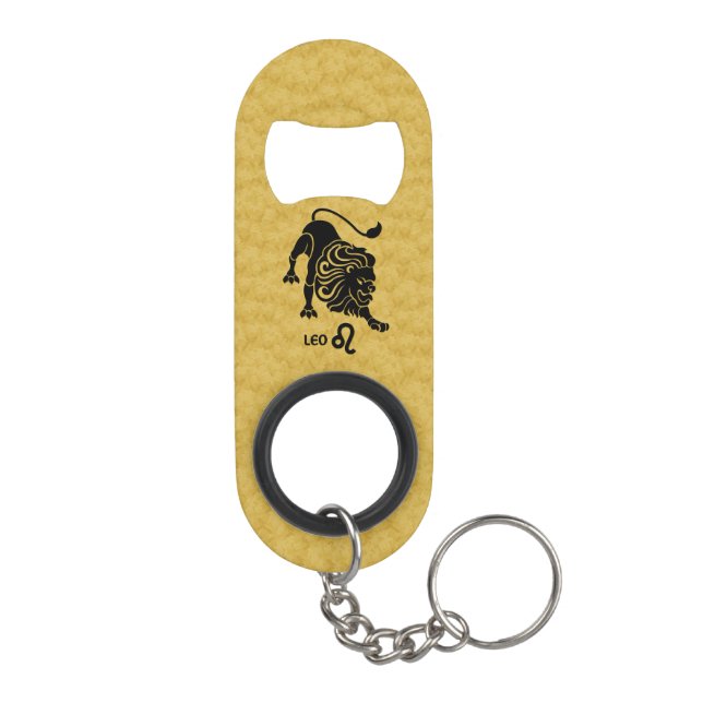 Leo Zodiac Black Gold Key-ring Bottle opener (Back)