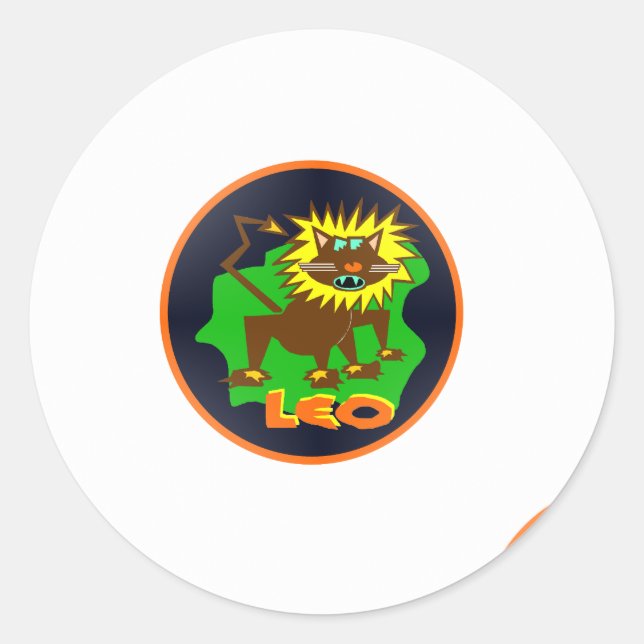 leo zodiac classic round sticker (Front)