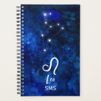 Leo Zodiac Constellation Dark Blue Galaxy Monogram