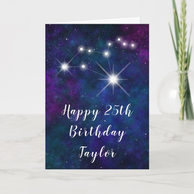 Leo Zodiac Constellation Happy Birthday Card (Front)