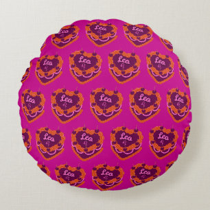 Leo Zodiac Coquette Heart Birthday Cake Round Cushion