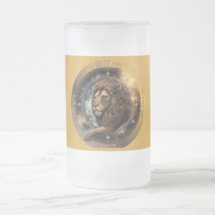 Leo Zodiac Customisable Frosted Glass Beer Mug