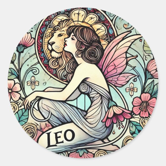 Leo Zodiac Fairy Astrology Sign Fairies            Classic Round Sticker (Front)