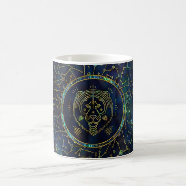 Leo Zodiac Gold Abalone on Constellation Coffee Mug (Center)