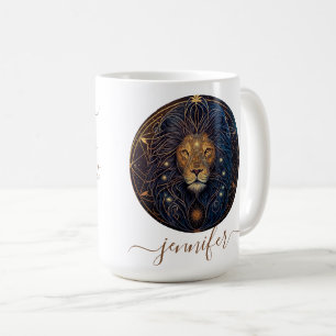 Leo zodiac gold and black coffee mug