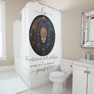 Leo zodiac  gold and black shower curtain