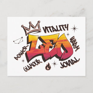 Leo Zodiac Graffiti  Postcard