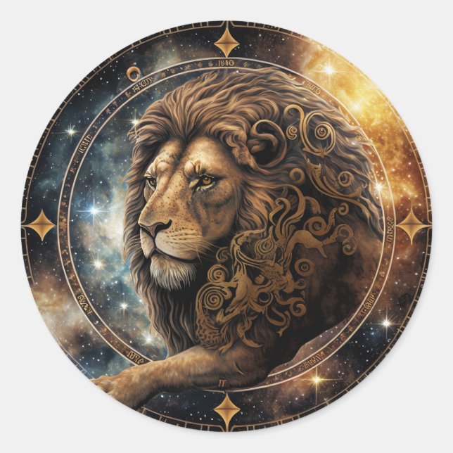 Leo Zodiac Graphic Classic Round Sticker (Front)
