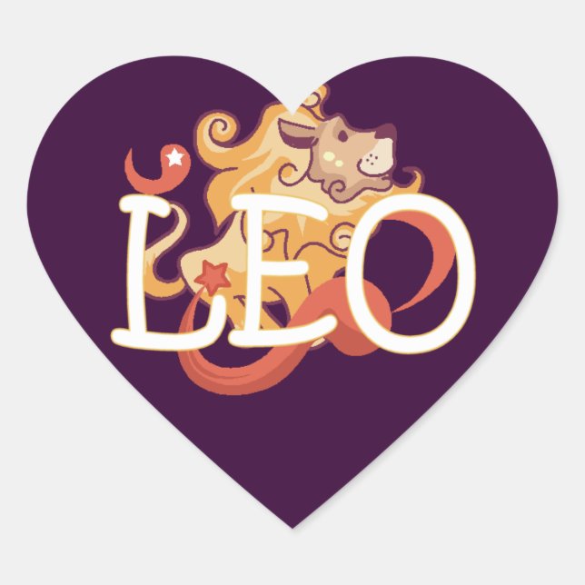 Leo zodiac heart sticker (Front)
