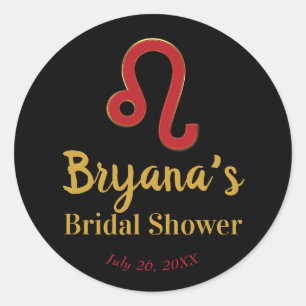 LEO Zodiac July August Astrology Bridal Shower  Classic Round Sticker