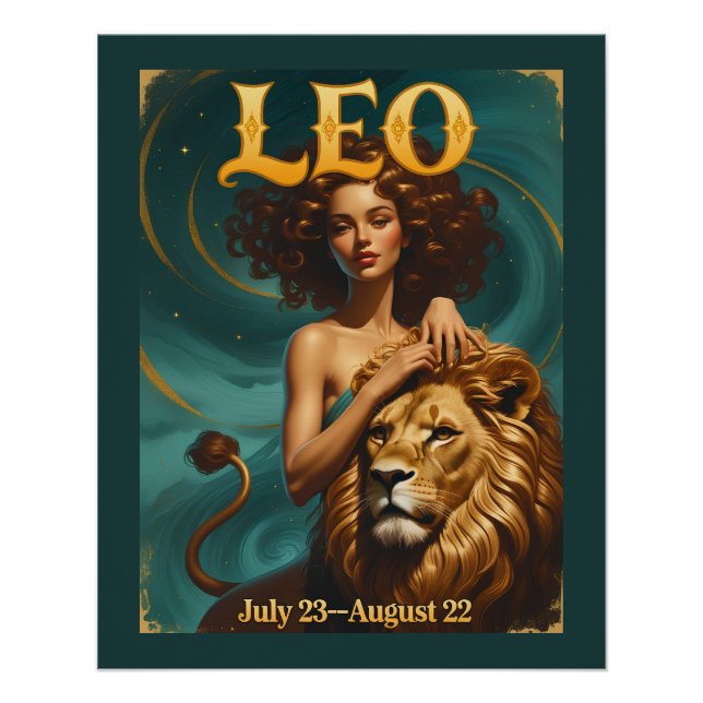 Leo Zodiac July August Birthday Lion Poster (Front)