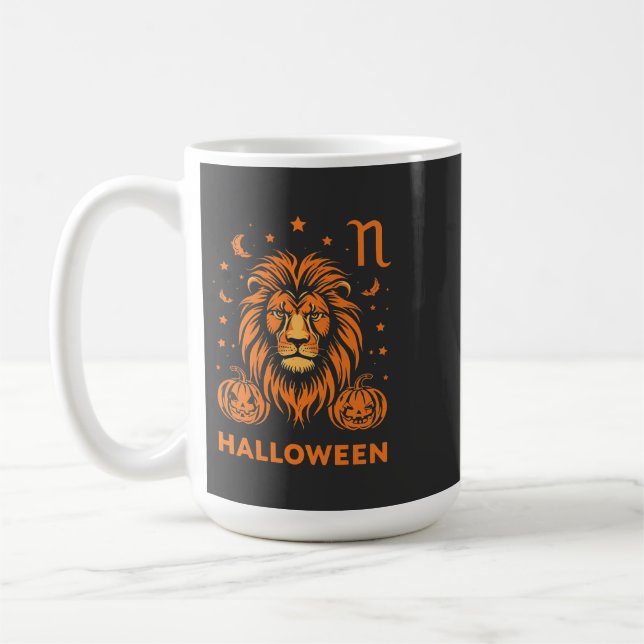 Leo Zodiac Lion Halloween Pumpkins Spooky Coffee Mug (Left)