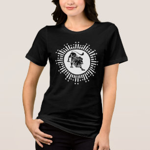 Leo Zodiac Lion Symbol with Stars Black and White Tri-Blend Shirt
