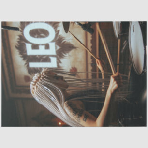 Leo Zodiac Musician Drums Decoupage  Tissue Paper