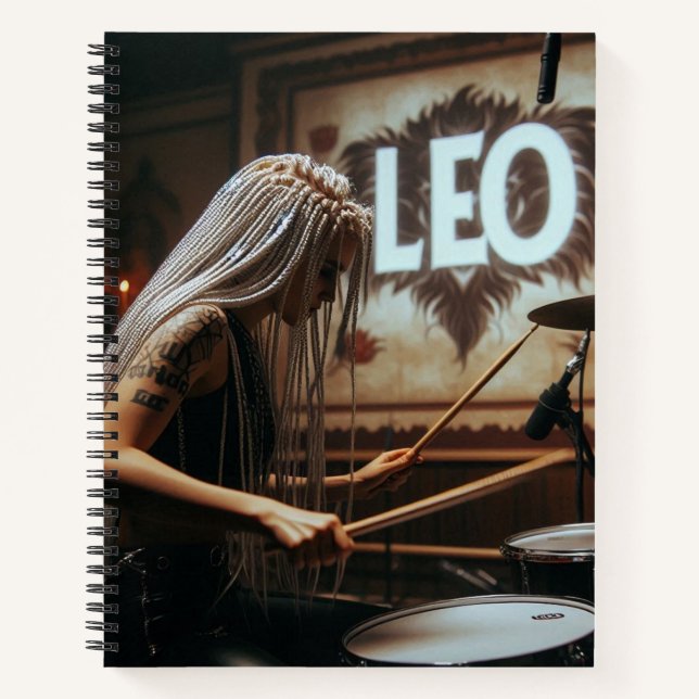 Leo Zodiac Musician Drums Notebook (Front)