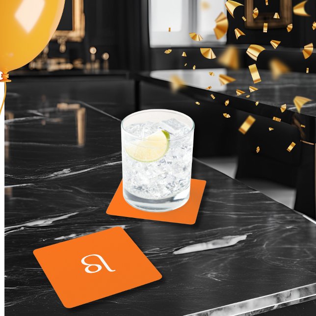 Leo zodiac  -   neon orange square paper coaster (Creator Uploaded)