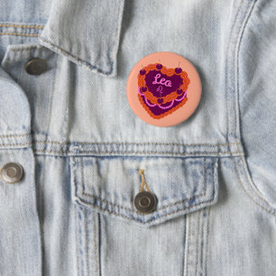 Leo Zodiac Pastel Heart Birthday Cake 6 Cm Round Badge