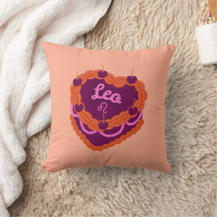 Leo Zodiac Pastel Heart Birthday Cake Cushion
