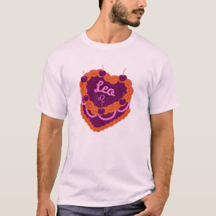 Leo Zodiac Pastel Heart Birthday Cake T-Shirt