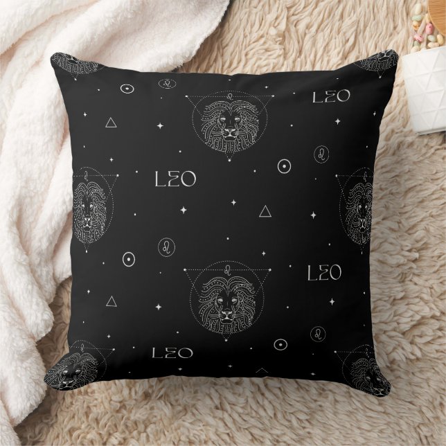 Leo Zodiac Pattern in Black and White Cushion (Blanket)