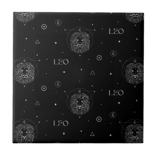 Leo Zodiac Pattern in Black and White Tile