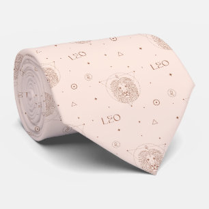 Leo Zodiac Pattern in Brown and Burgundy Tie