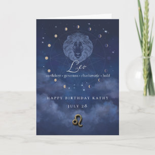 Leo Zodiac Personalised Birthday Card