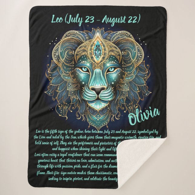 Leo Zodiac – Radiant Strength and Solar Majesty Sherpa Blanket (Front)
