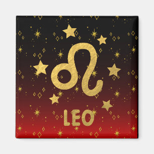 Leo Zodiac Red and Black Magnet