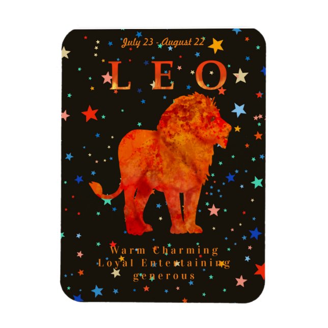 Leo zodiac red Lion modern traits Magnet (Vertical)