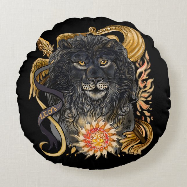 Leo Zodiac Round Cushion (Front)