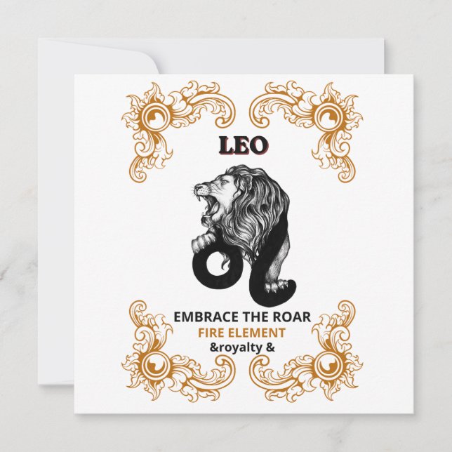 Leo Zodiac Royalty | Embrace the Roar Fire Element Invitation (Front)