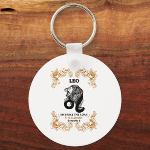 Leo Zodiac Royalty   Embrace the Roar Fire Element Key Ring