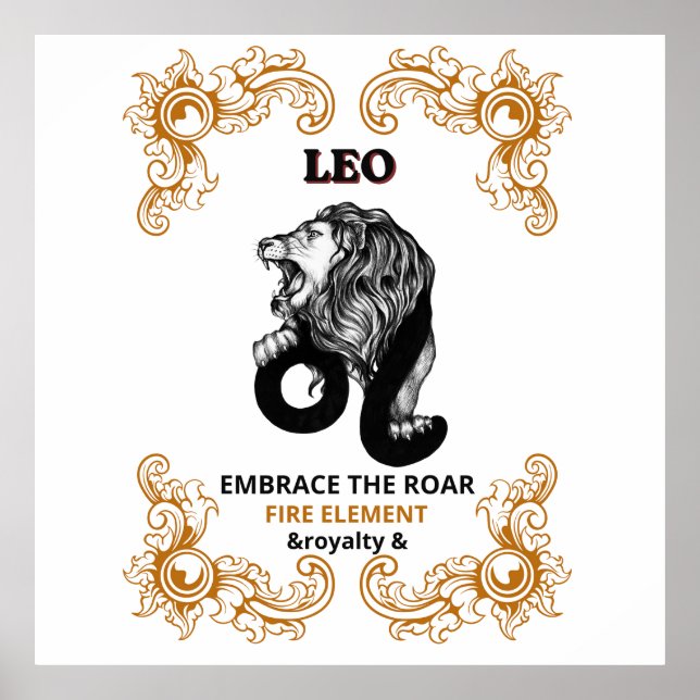 Leo Zodiac Royalty | Embrace the Roar Fire Element Poster (Front)