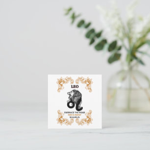 Leo Zodiac Royalty Embrace the Roar Fire Element Square Business Card