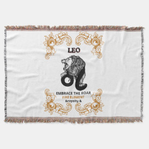 Leo Zodiac Royalty Embrace the Roar Fire Element Throw Blanket