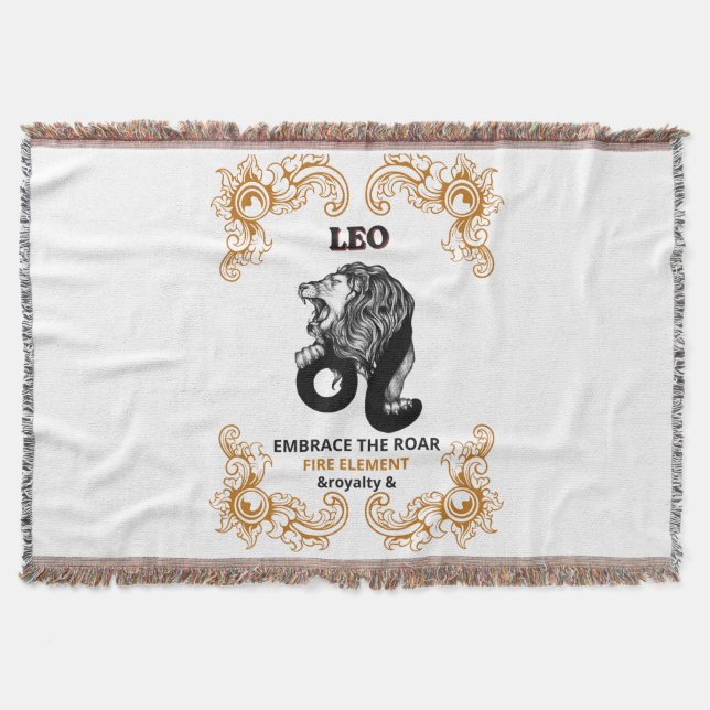 Leo Zodiac Royalty | Embrace the Roar Fire Element Throw Blanket (Front)