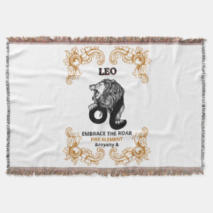 Leo Zodiac Royalty Embrace the Roar Fire Element Throw Blanket