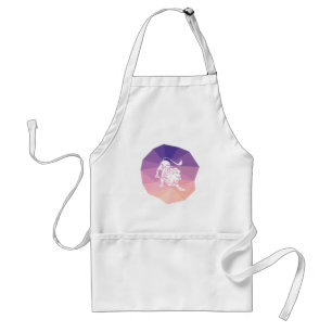 Leo zodiac sign apron modern purple background