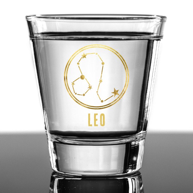 Leo Zodiac Sign Astrology Horoscope Gold Shot Glass (gold leo zodiac sign shot glass)