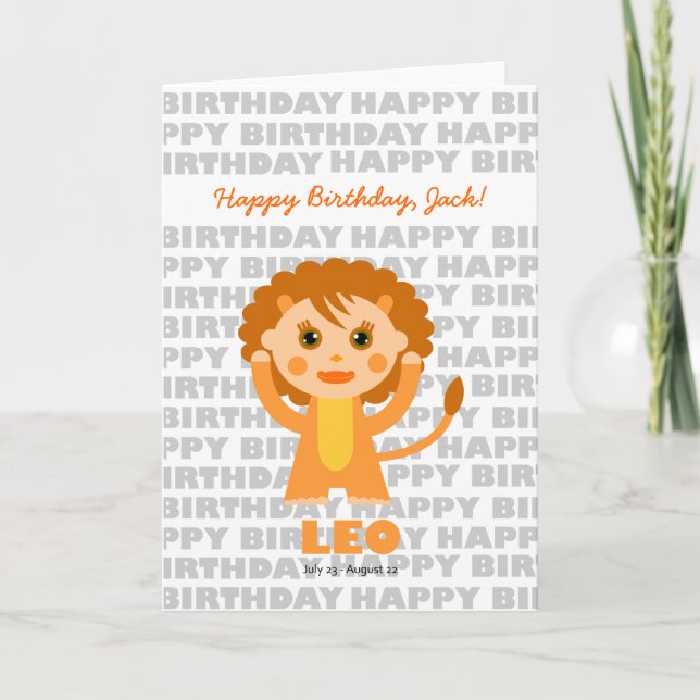 Leo Zodiac Sign Birthday Card (Front)