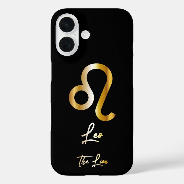 Leo Zodiac Sign, Black & Gold  Case-Mate iPhone Case (Back)