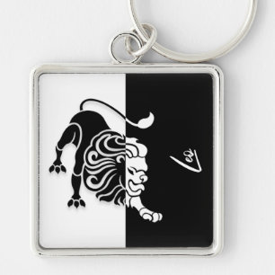 Leo Zodiac Sign, Black & White Keychain