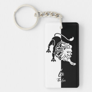 Leo Zodiac Sign, Black & White Keychain