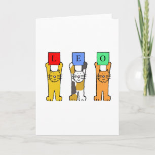 Leo Zodiac Sign Cartoon Cats. Card