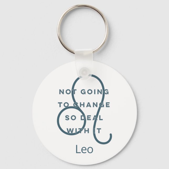 Leo Zodiac Sign Fun Quote Blue Text Birthday Key Ring (Front)