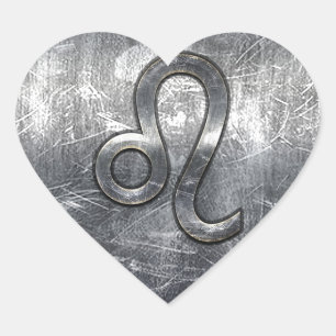 Leo Zodiac Sign in Grunge Distressed Decor Heart Sticker