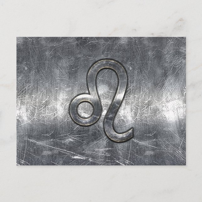 Leo Zodiac Sign in Grunge Distressed Decor Postcard (Front)