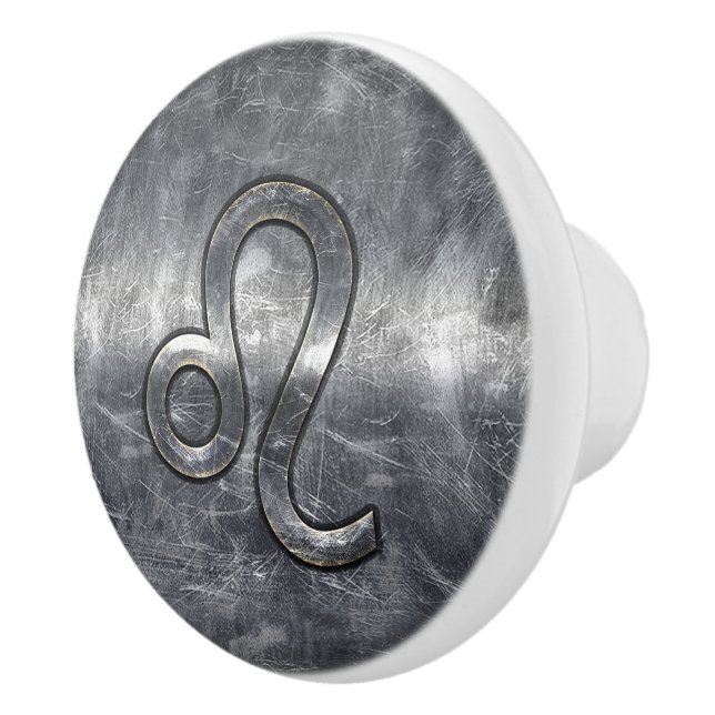 Leo Zodiac Sign in Industrial Style Ceramic Knob (Right)